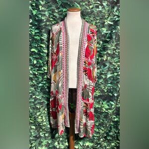 Cato Open Front Kimono Cardigan Tropical Butterflies Boho Women’s XS